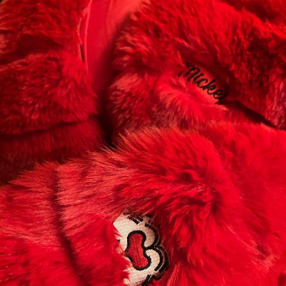 Red Mickey Mouse (Official F21 x Disney) Fur Crop Jacket